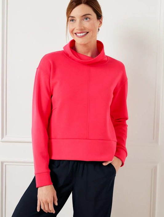 AirKnit Stretch Funnel Neck Pullover - Coral Fete