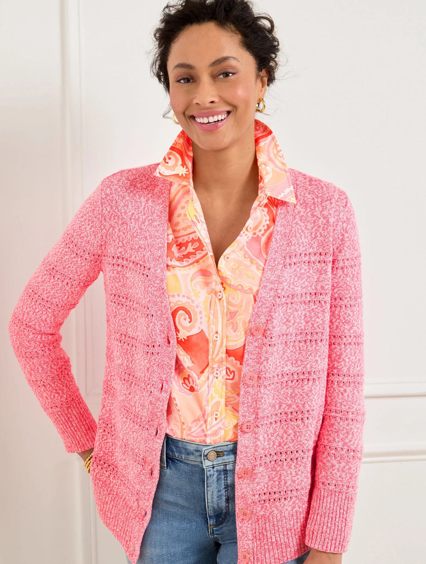 V-Neck Girlfriend Cardigan - Marl