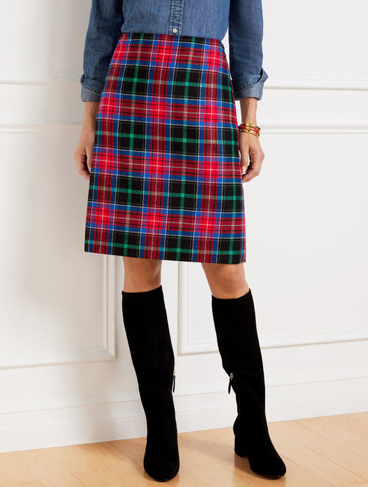 A-Line Skirt - Log Fire Plaid