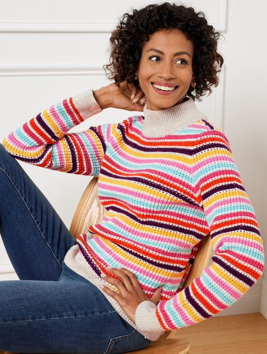 Mockneck Sweater - Happy Stripe