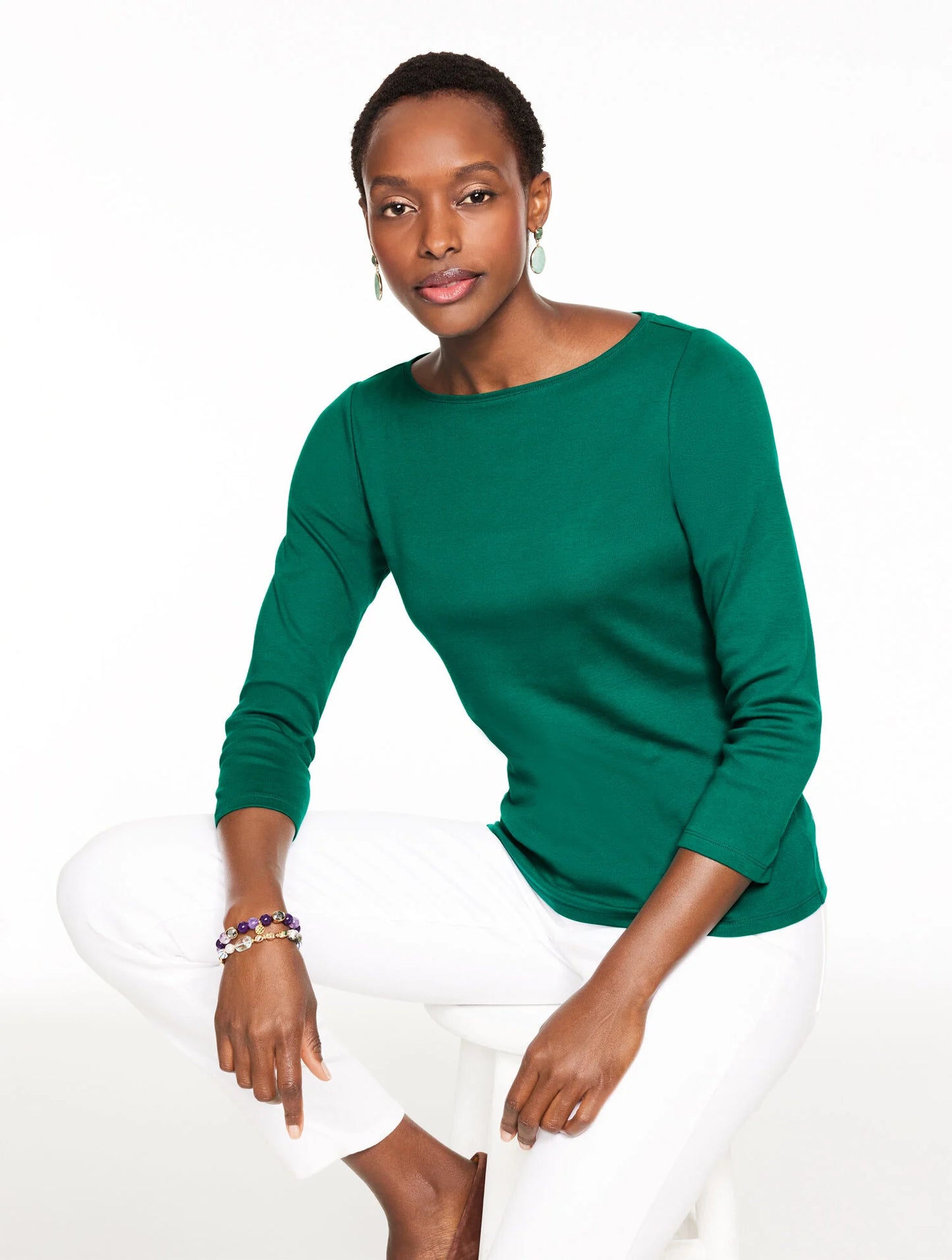 Solid Bateau Neck Tee Pima Cotton