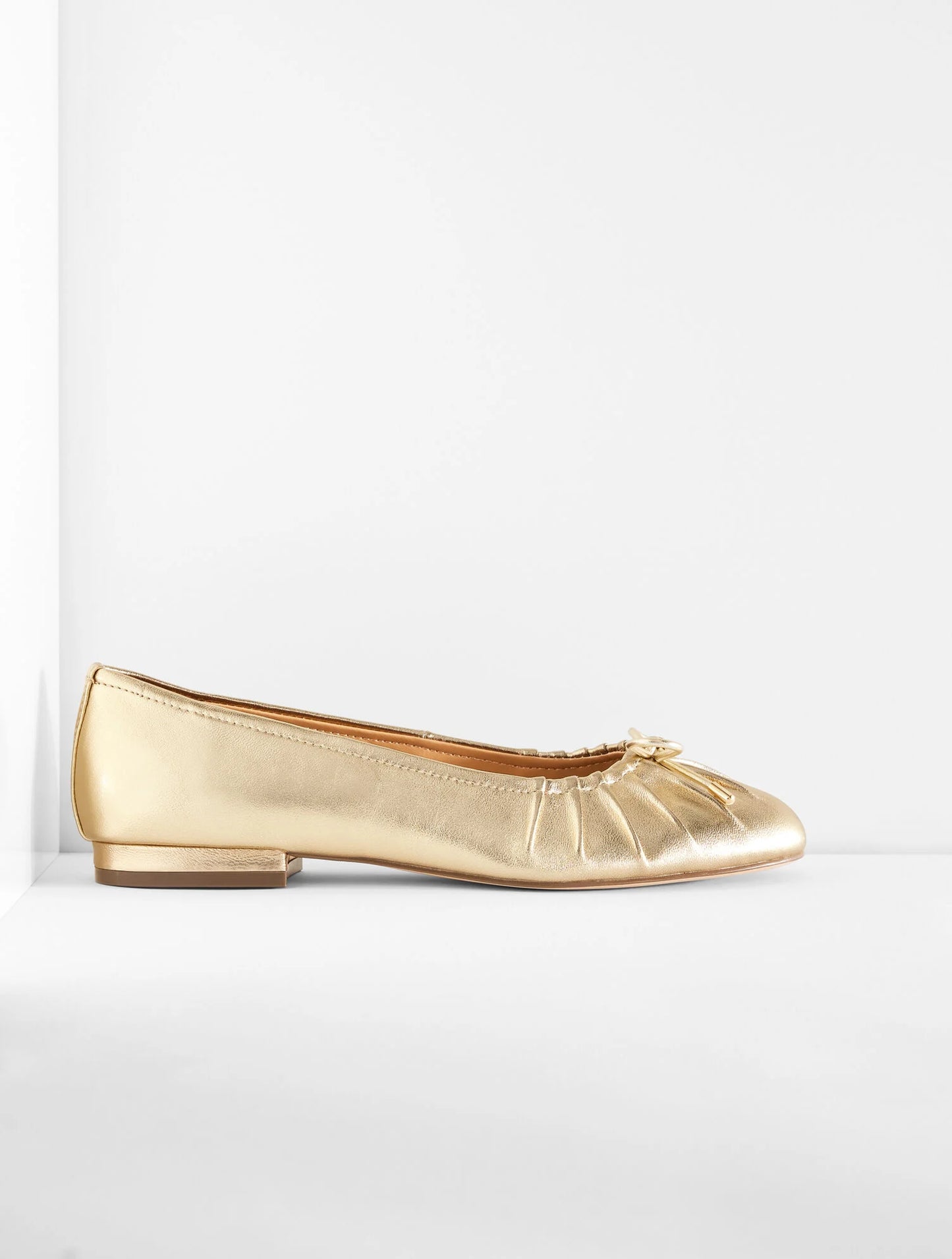 Madison Pleated Nappa Ballet Flats - Metallic