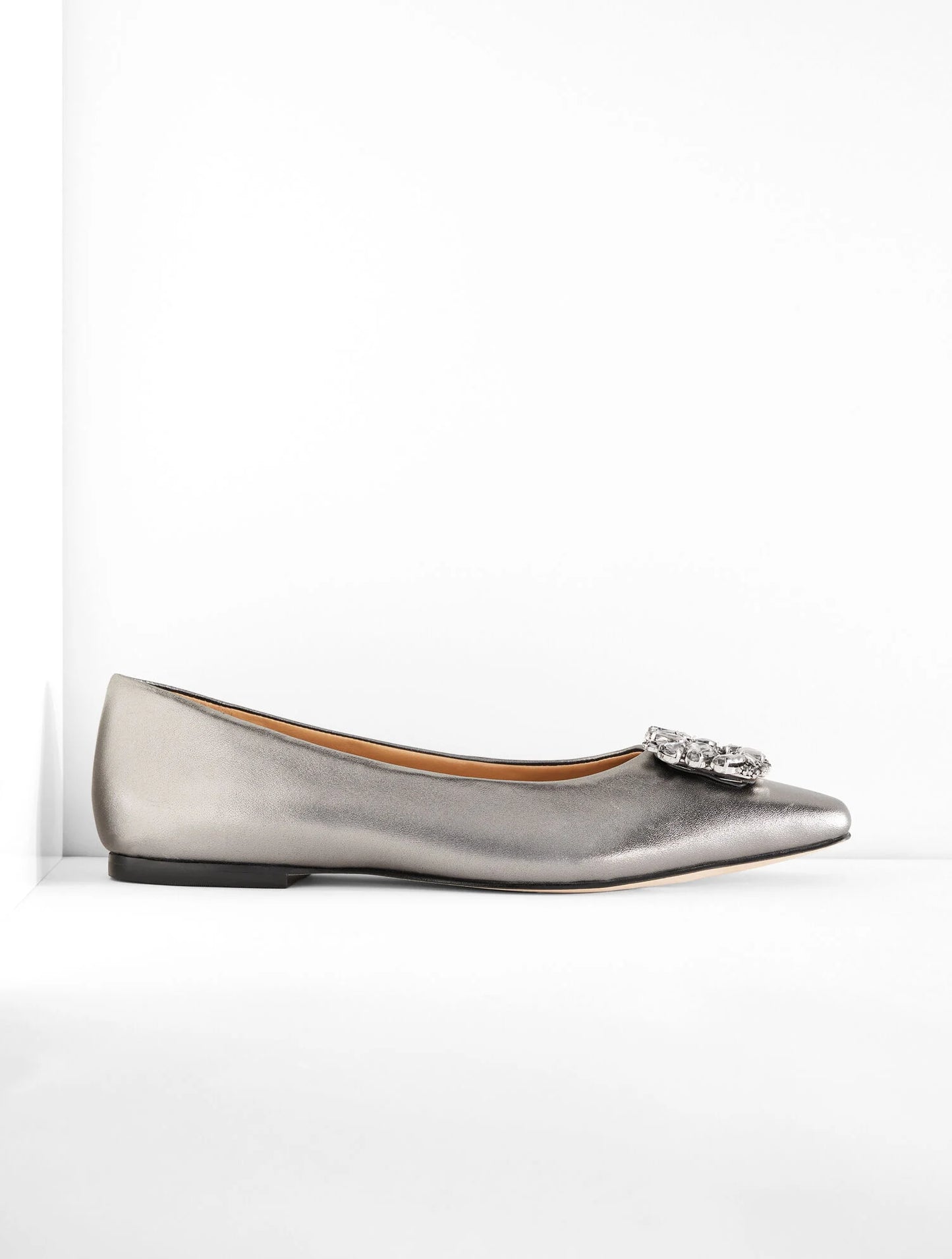 Whitley Crystal Metallic Leather Flat