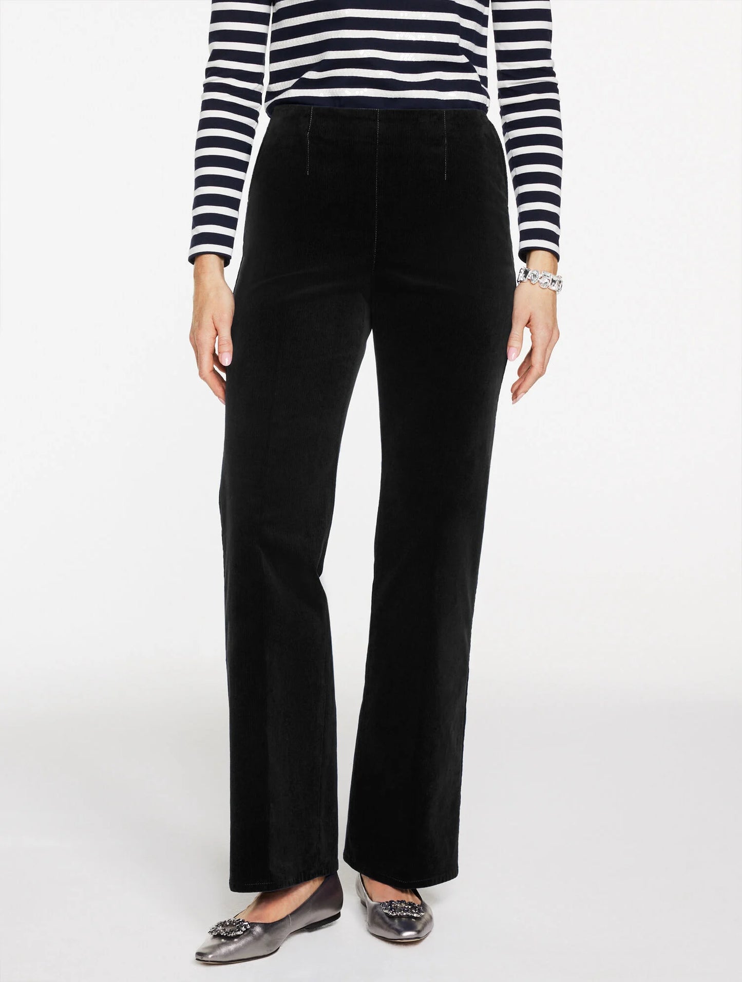 Trouser Leg Corduroy Pull-On Pants