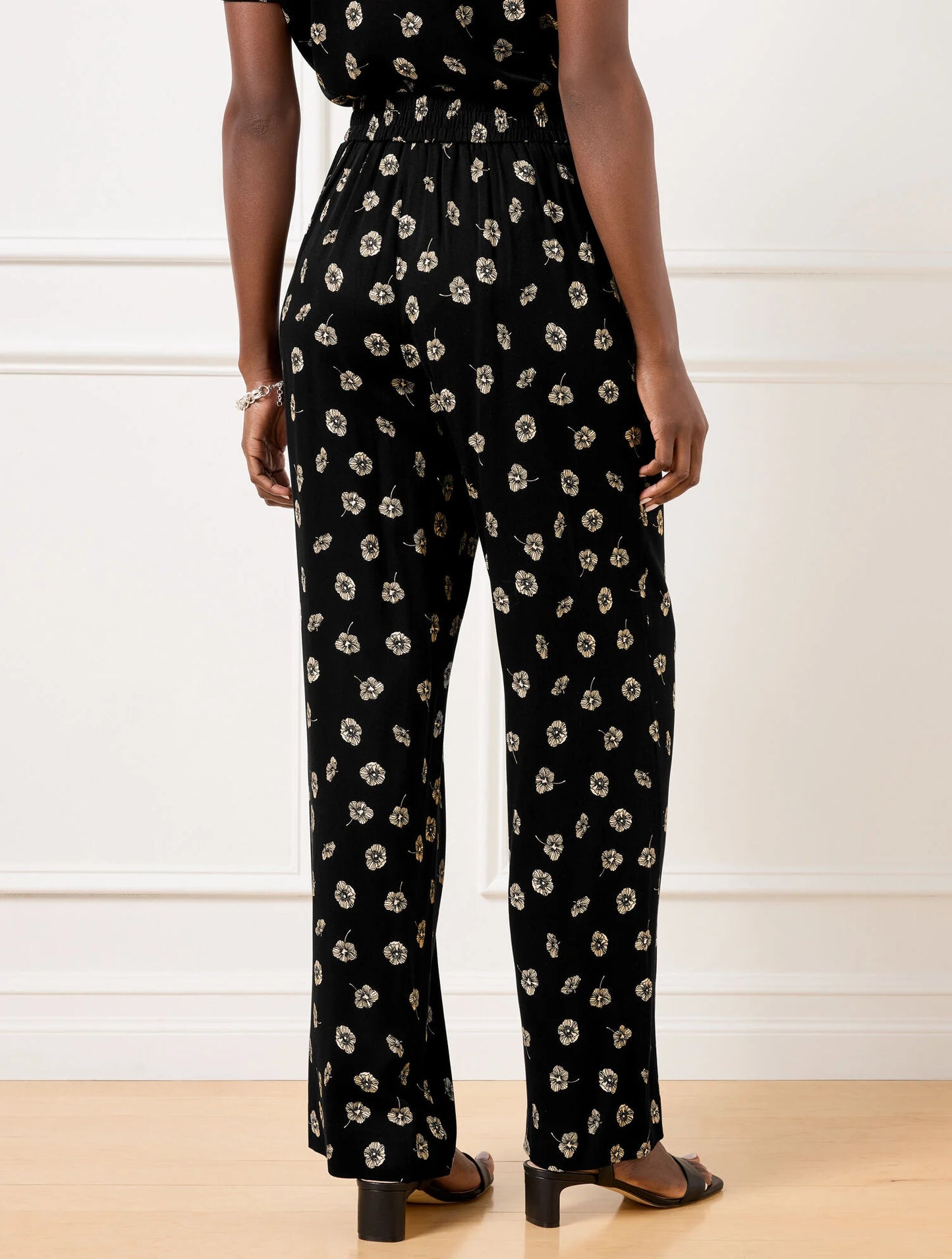 Wide Leg Pull-On Pants - Deco Flowers