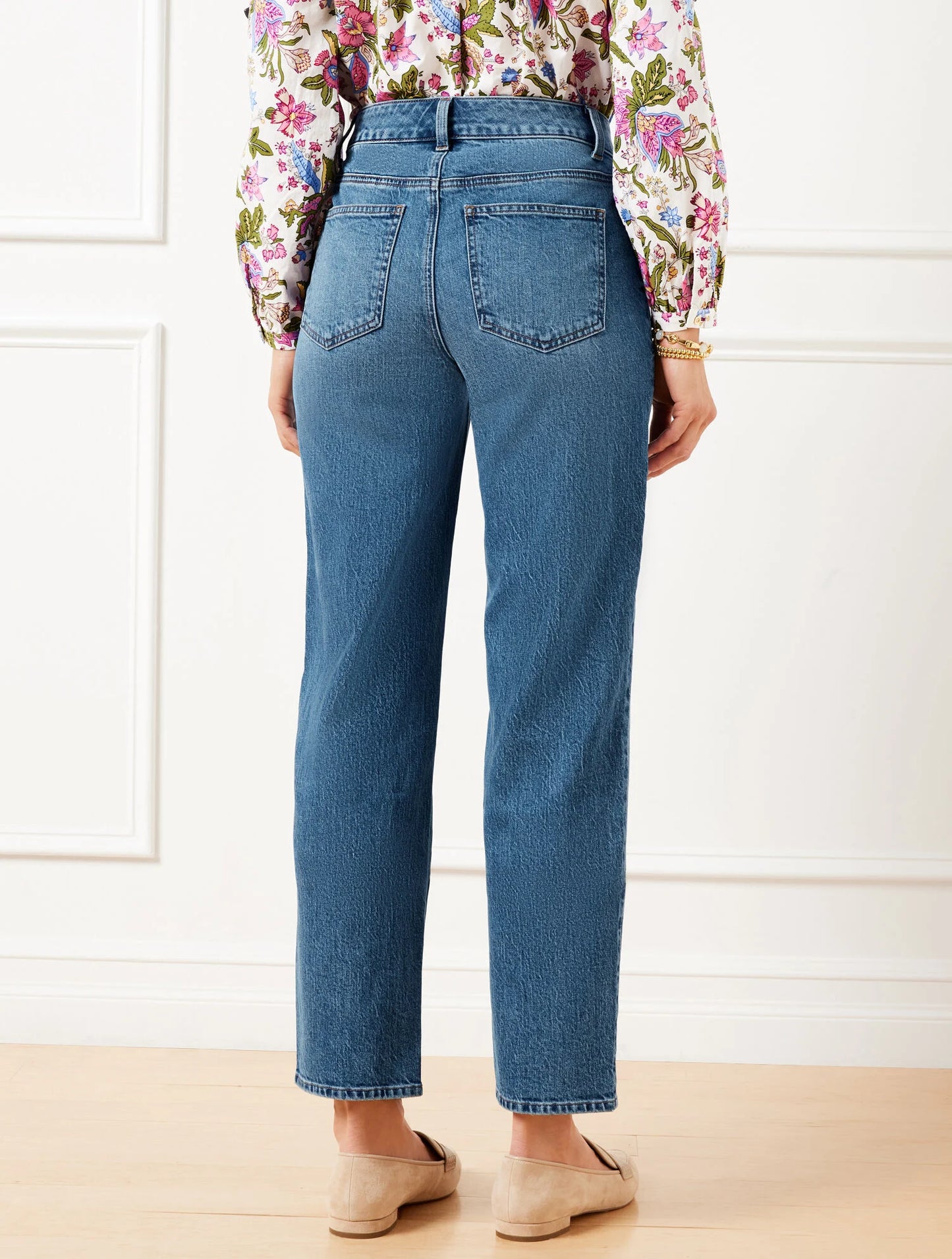 Mid Rise Stovepipe Straight Leg Jeans - Kingston Wash