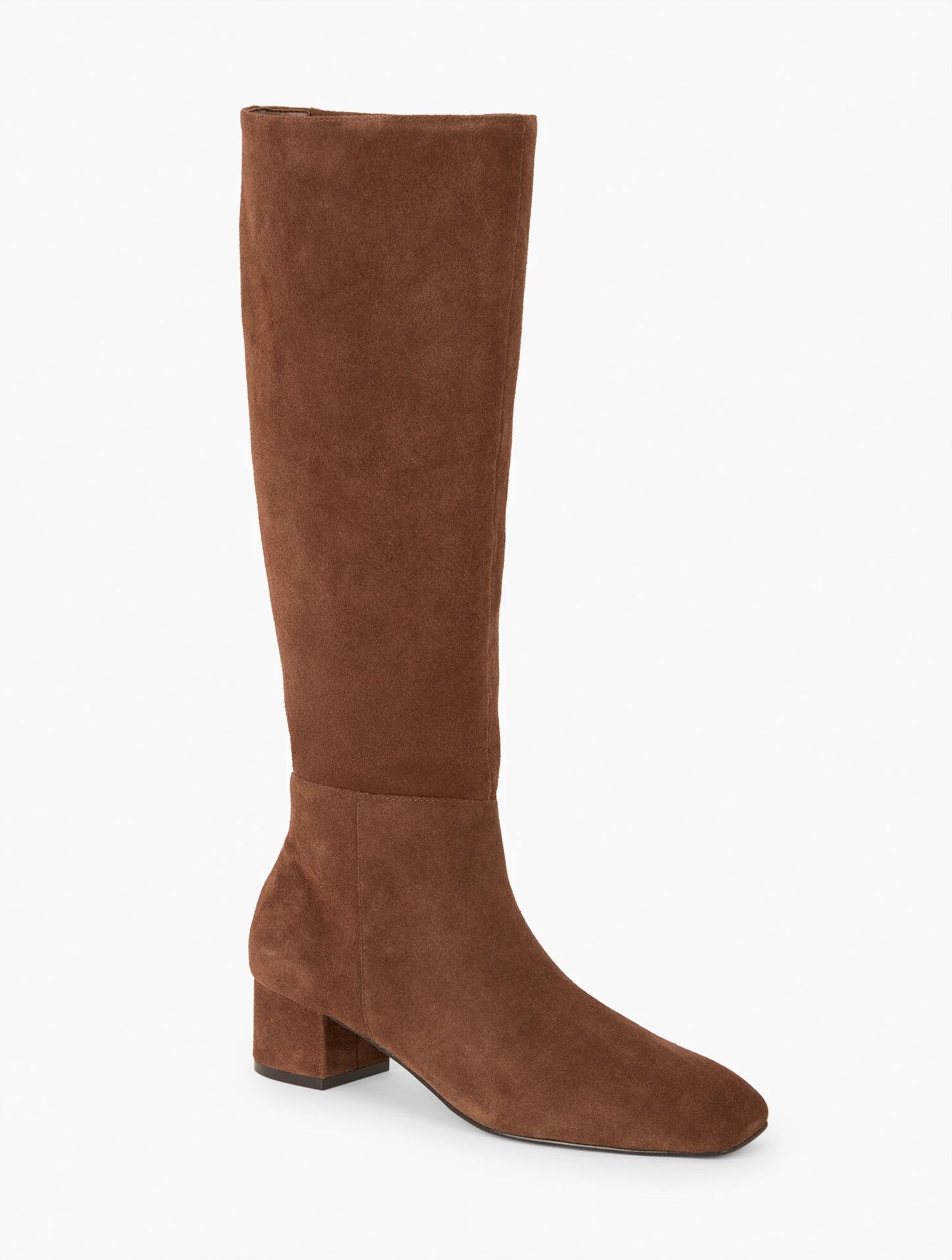 Perla Tall Suede Block Heel Boots- Extended Calf