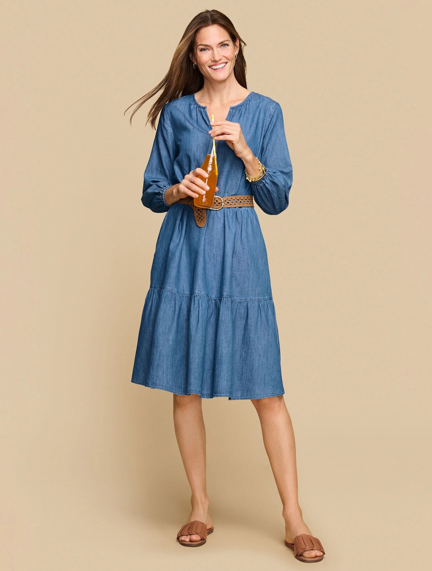 Tiered Denim Dress