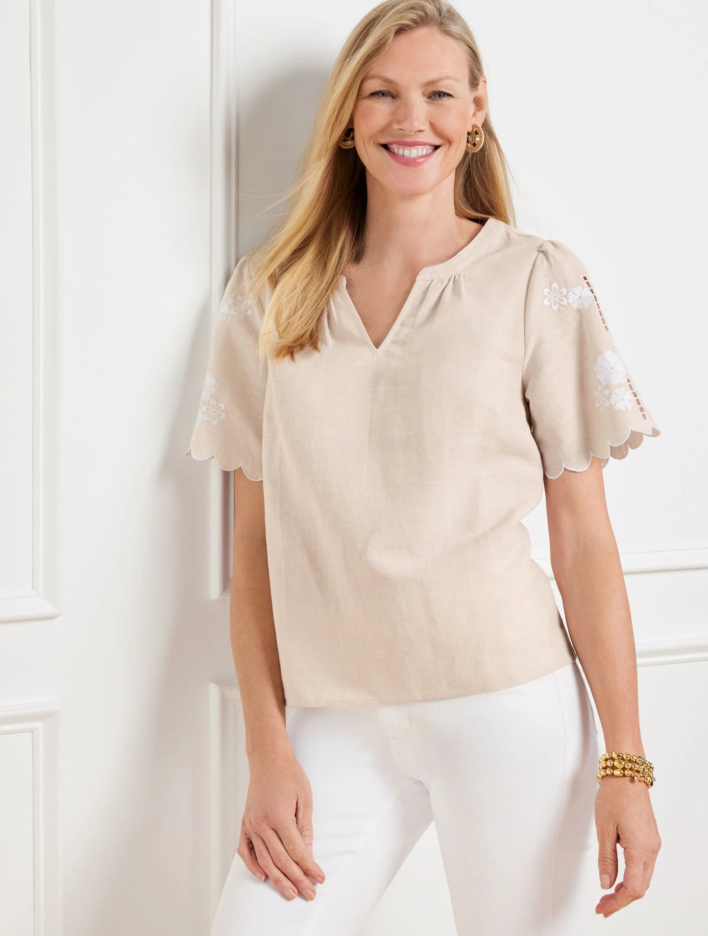 Embroidered Linen Cotton Top