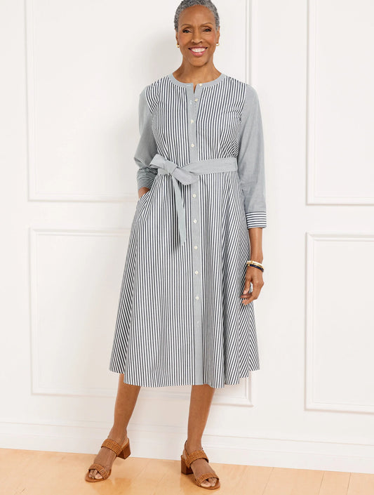Belted Shirtdress - Daisy Stripe