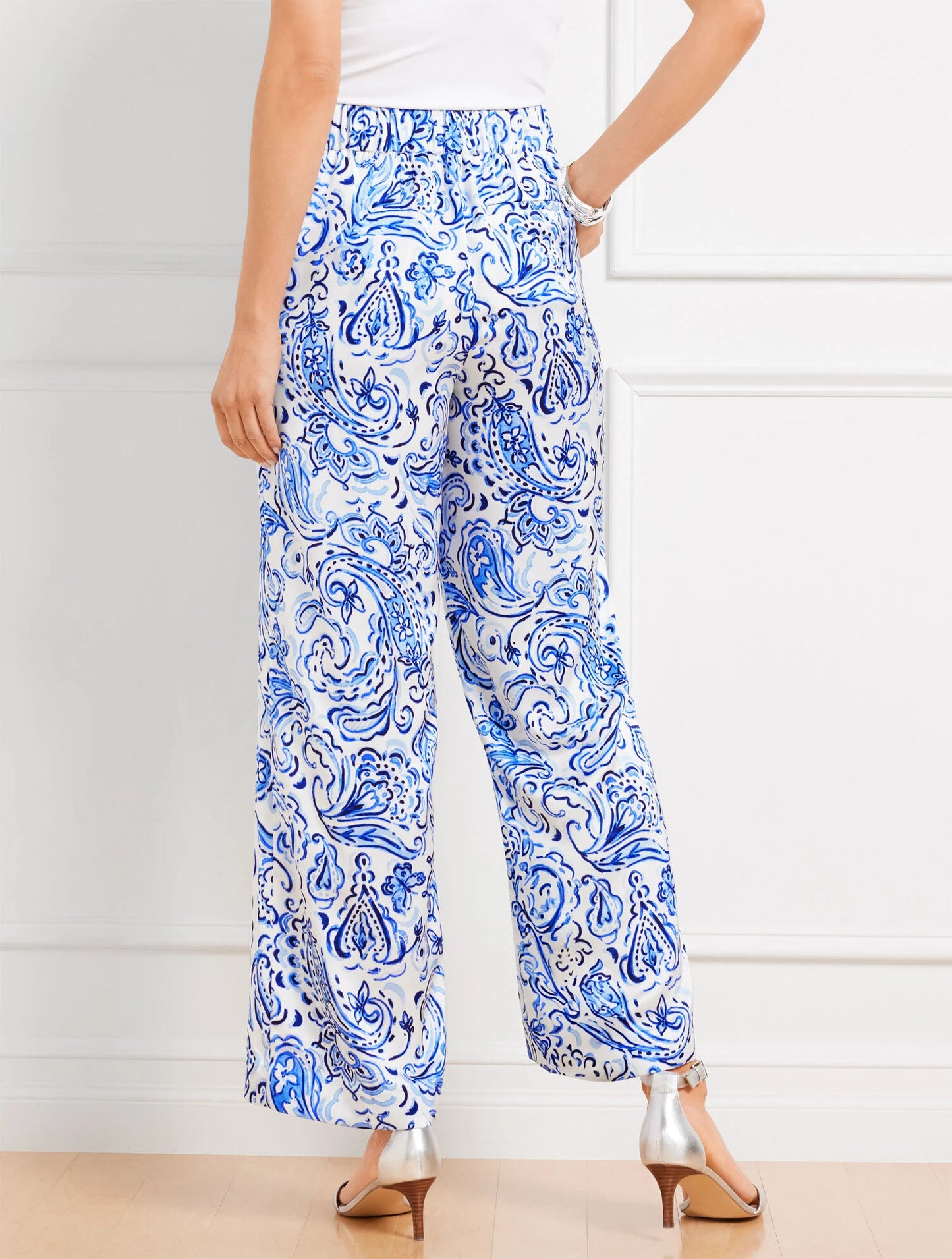 Satin Wide Leg Pants - Painted Paisley