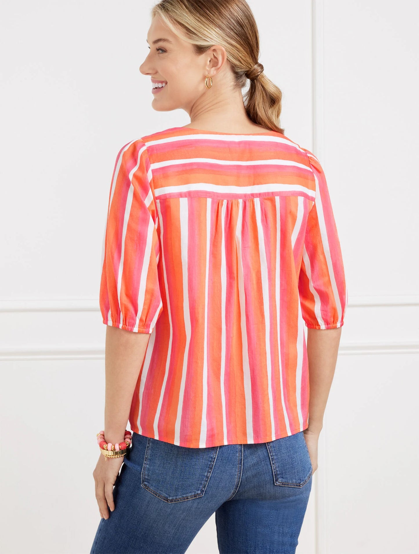 Tie Front Top - Painted Stripe