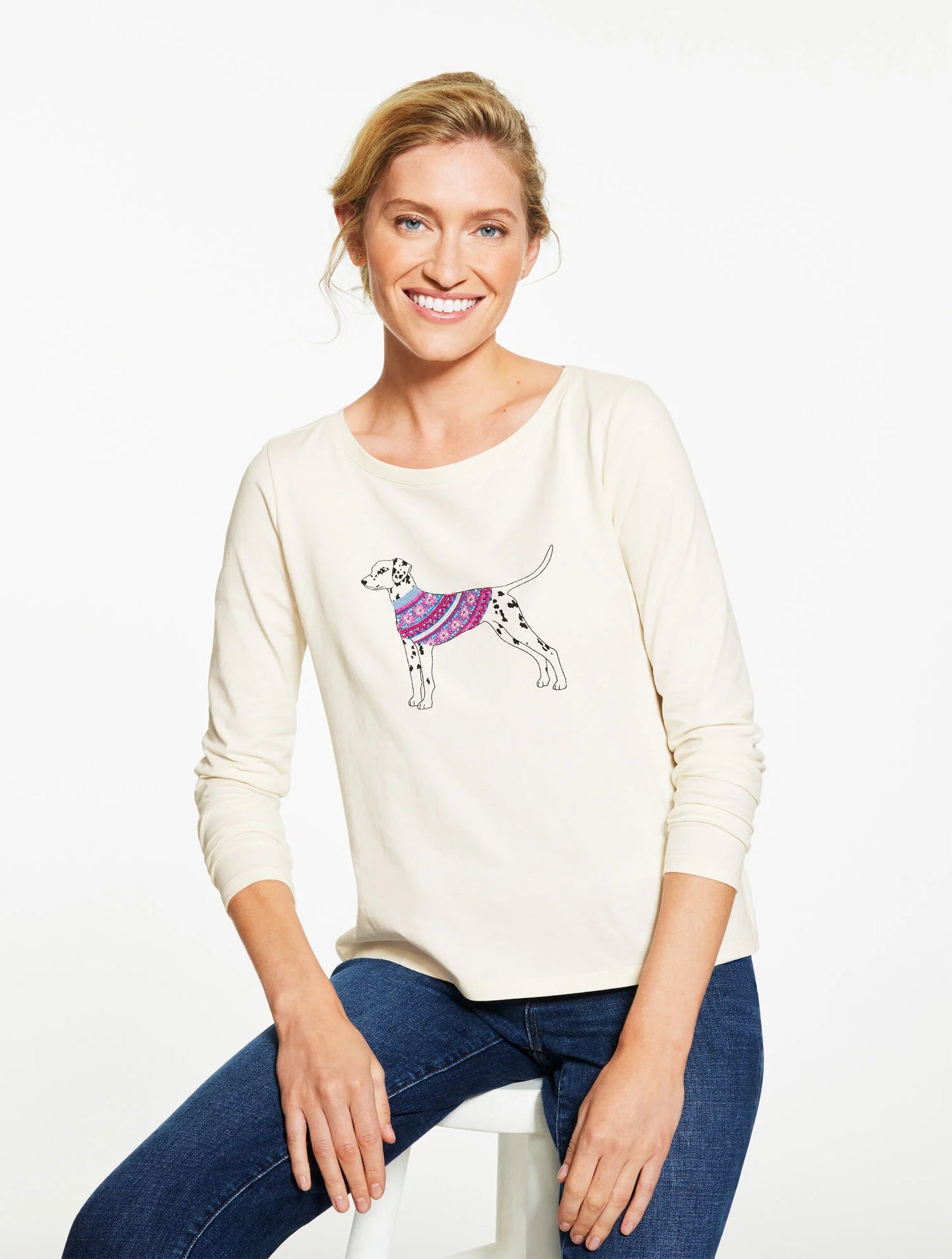 Bateau Neck Tee - Dalmatian