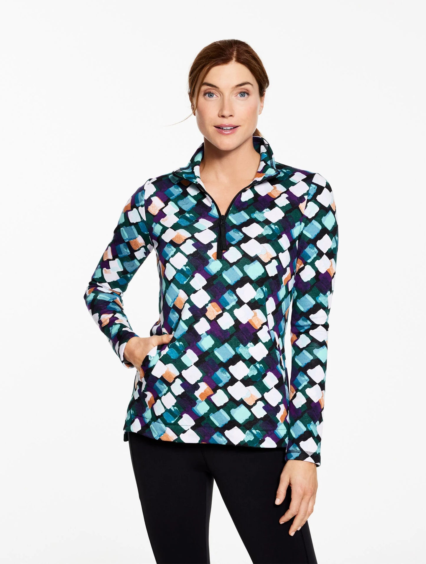 Classic French Terry Half-Zip Pullover - Dazzling Diamond