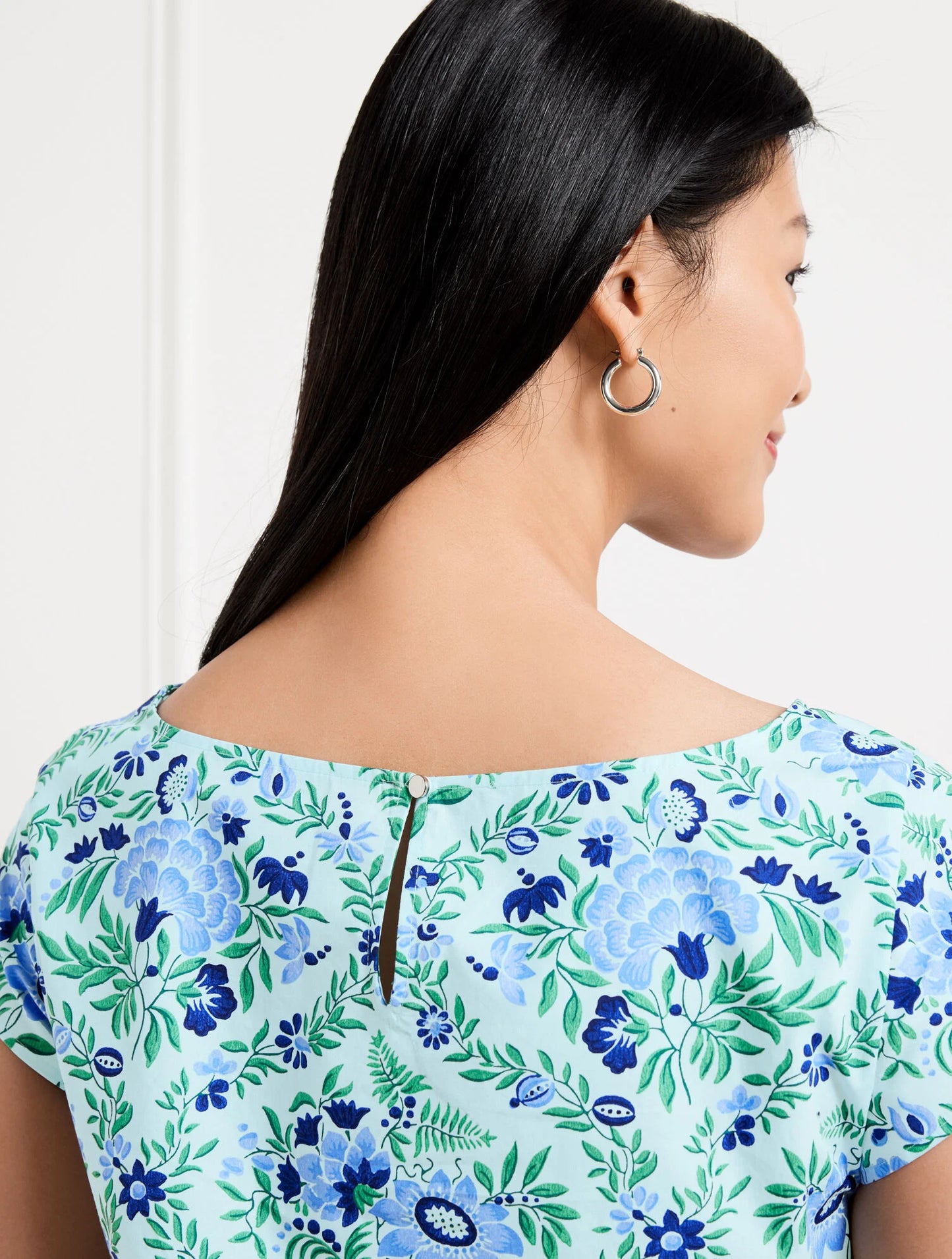 Poplin Bateau Neck Top - Exquisite Floral