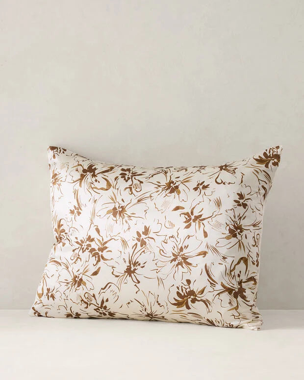 Washable Silk Tropical Blooms Pillowcase