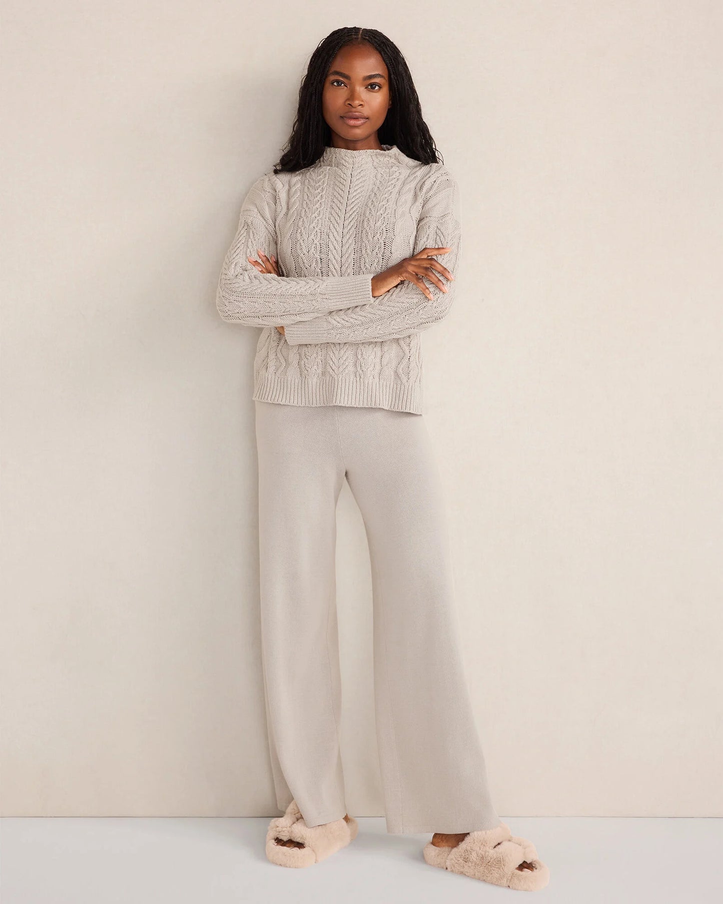 Organic Cotton Cable Mockneck Sweater