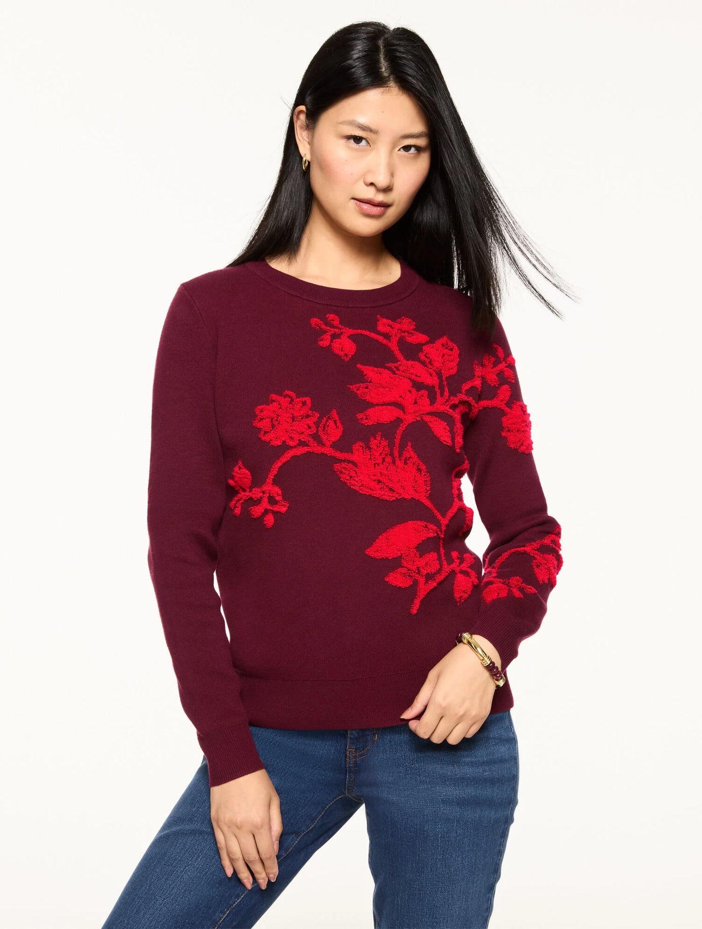 Crewneck Pullover - Placed Floral
