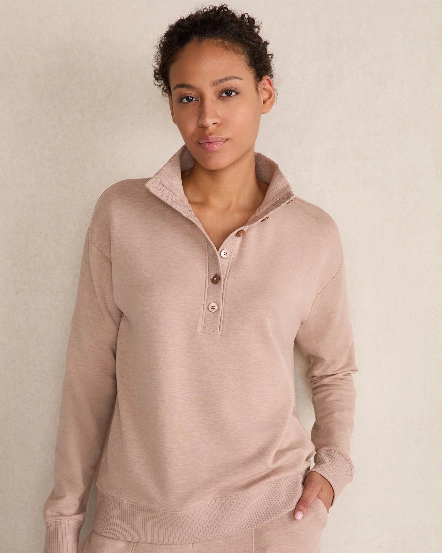 Fleece Johnny Collar Henley