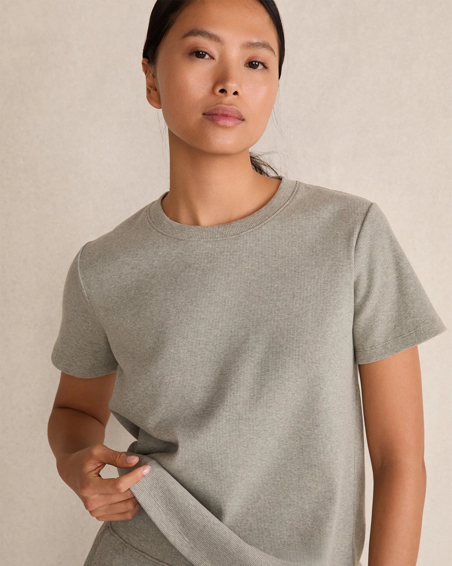 Organic Cotton Rib Knit Short Sleeve Tee