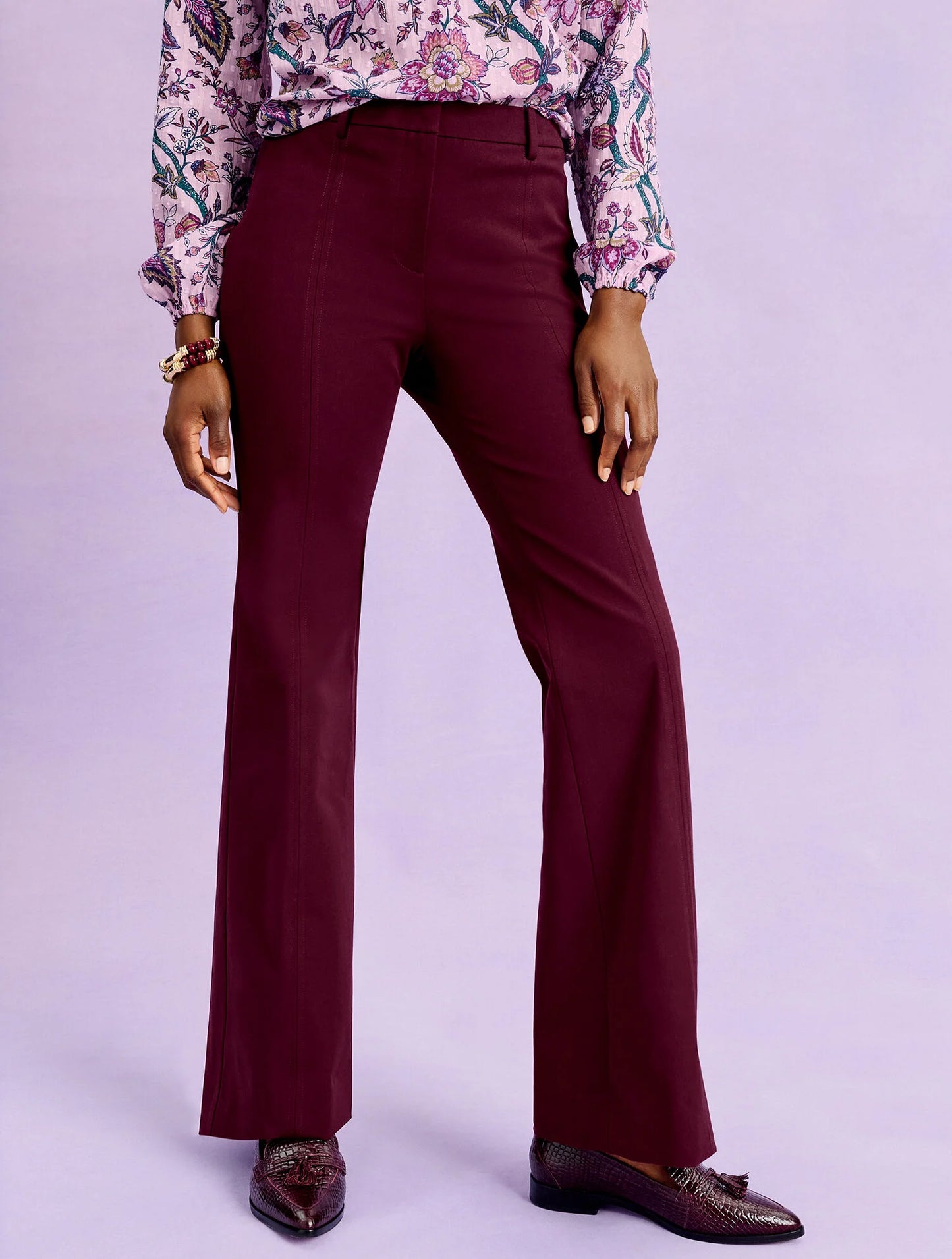 Flare Leg Cotton Bi-Stretch Pants