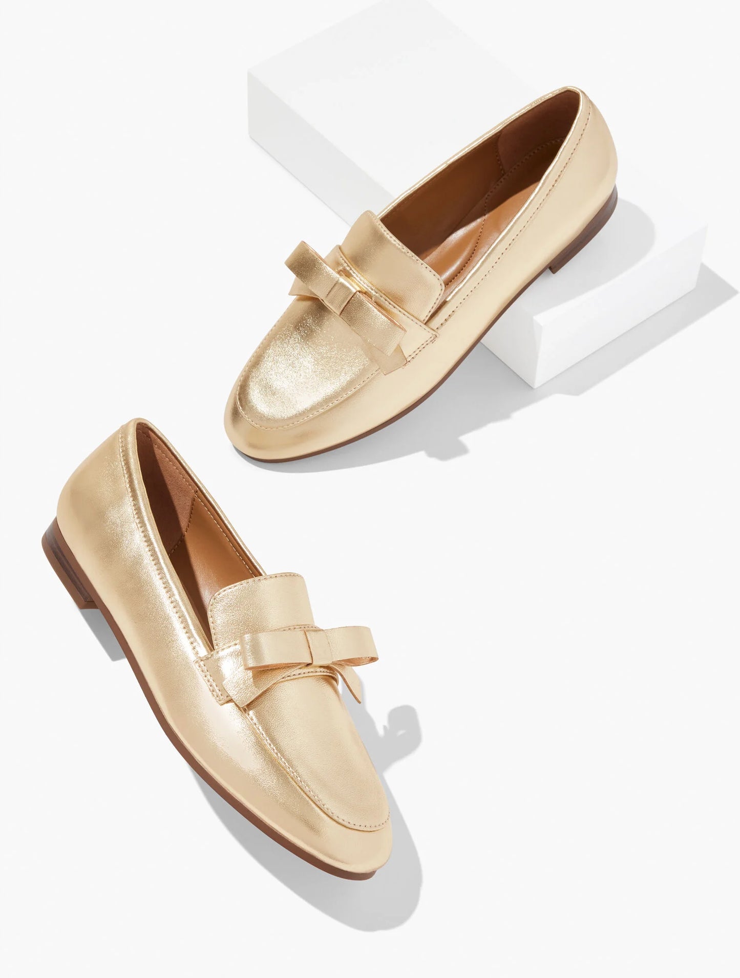 Katelyn Bow Nappa Loafers - Metallic
