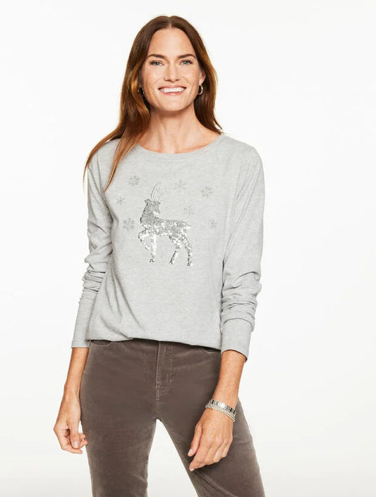 Sequin Reindeer Crewneck Tee