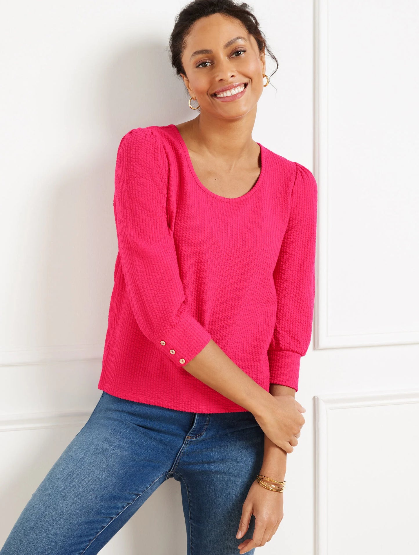 Textured Scoop Neck Tee