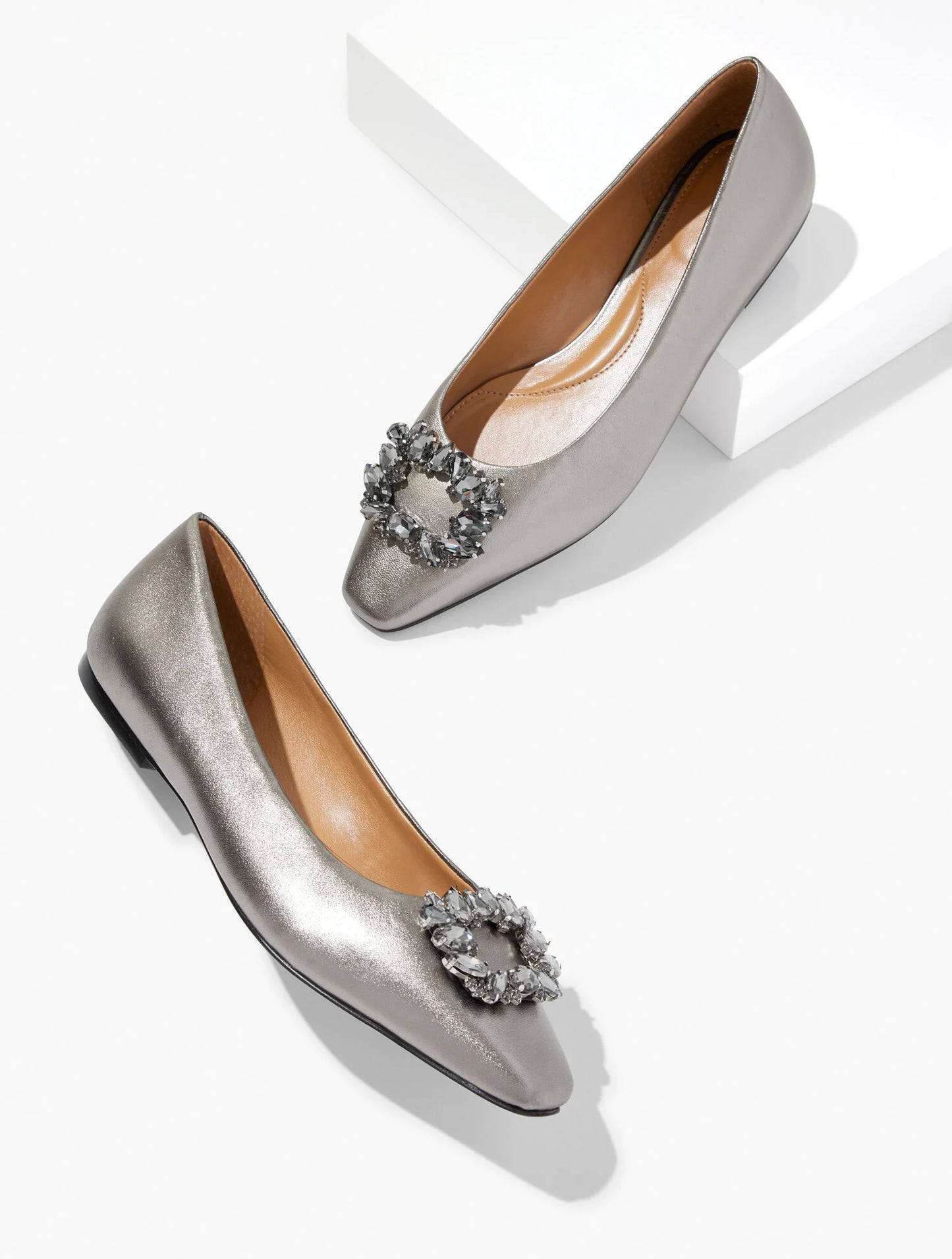 Whitley Crystal Metallic Leather Flat