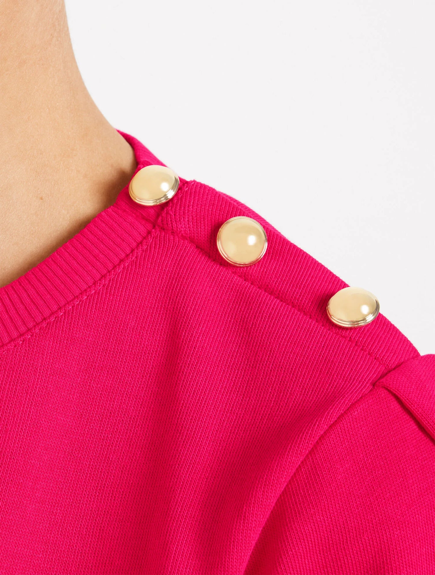 Button Shoulder Crewneck Sweatshirt