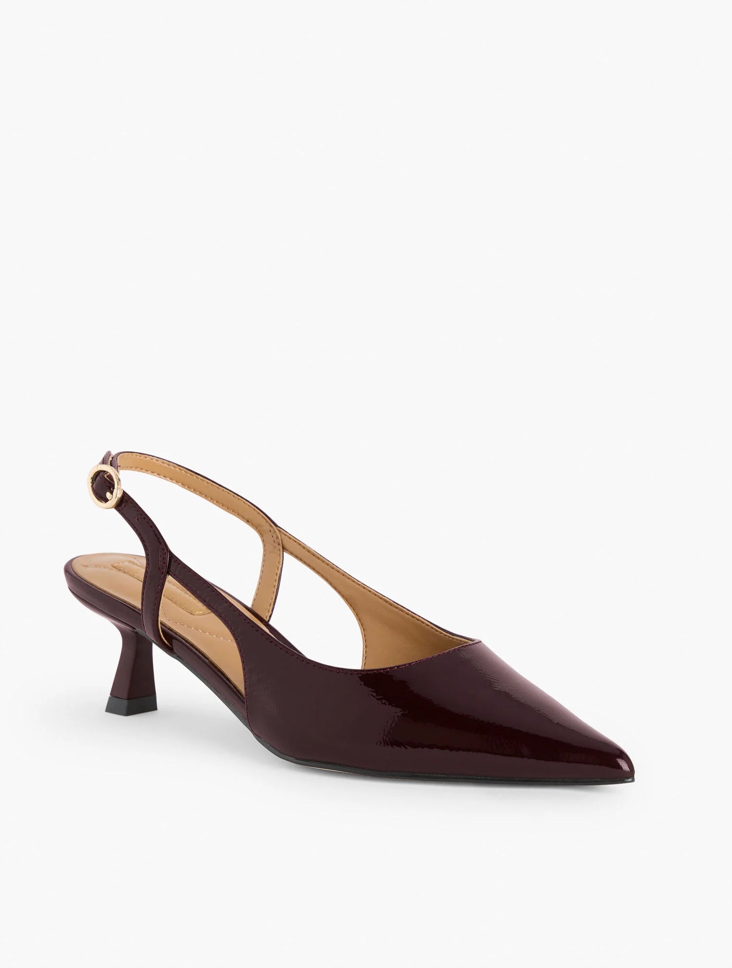 Olivia Slingback Kitten Heel Pumps - Crinkle Patent