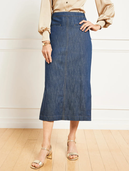 Refined Denim Midi Skirt