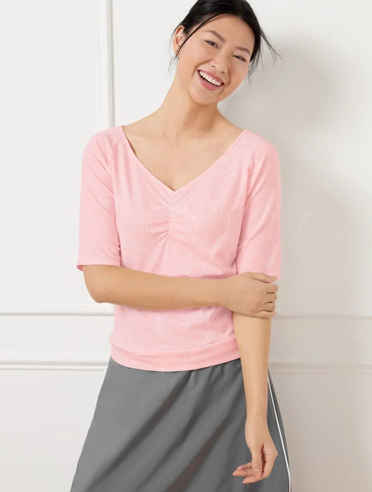 Supersoft Jersey V-Neck Raglan Tee - Outlined Floral