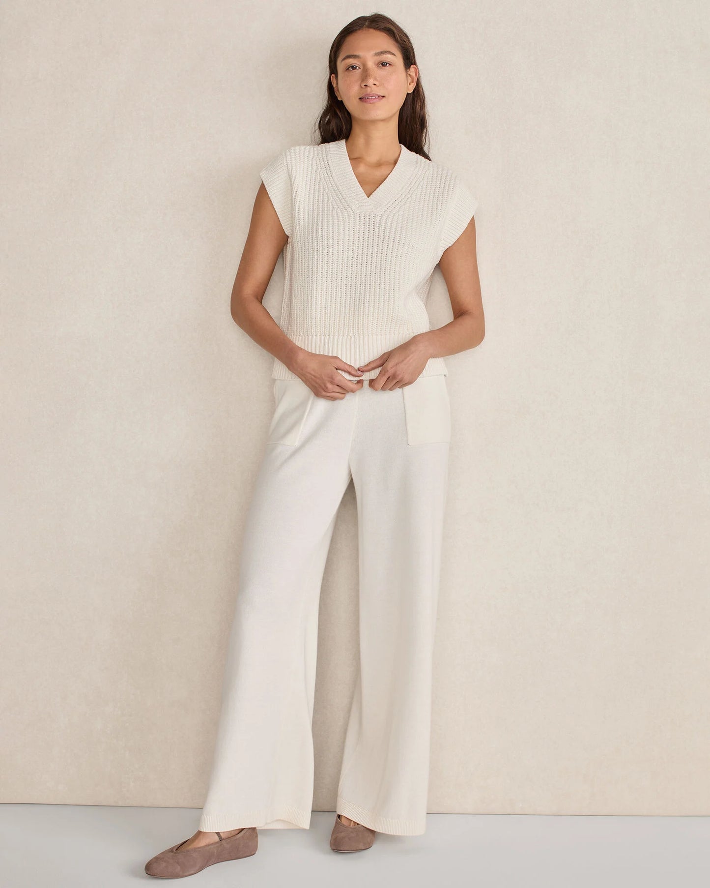 Organic Cotton Knit Wide Leg Pants
