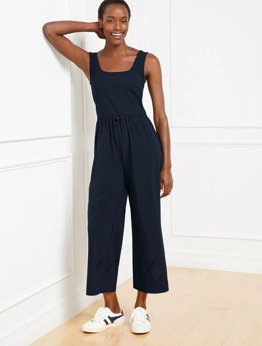 Mixed Media Square Neck Jumpsuit
