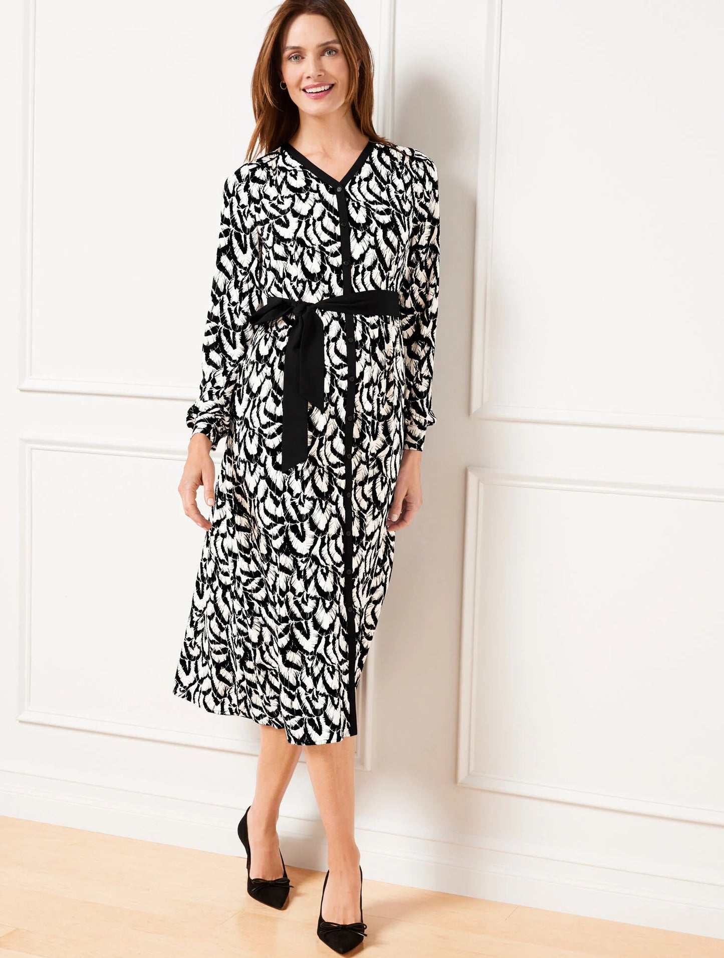 Stretch Crepe Midi Dress - Gathered Feathers