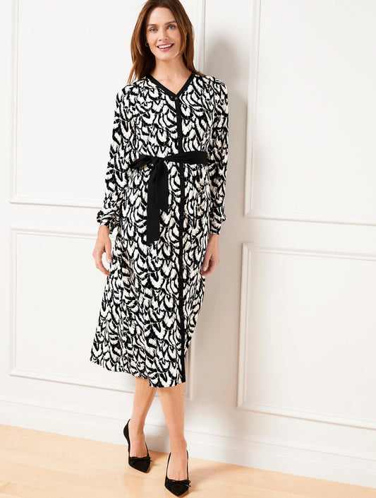 Stretch Crepe Midi Dress - Gathered Feathers