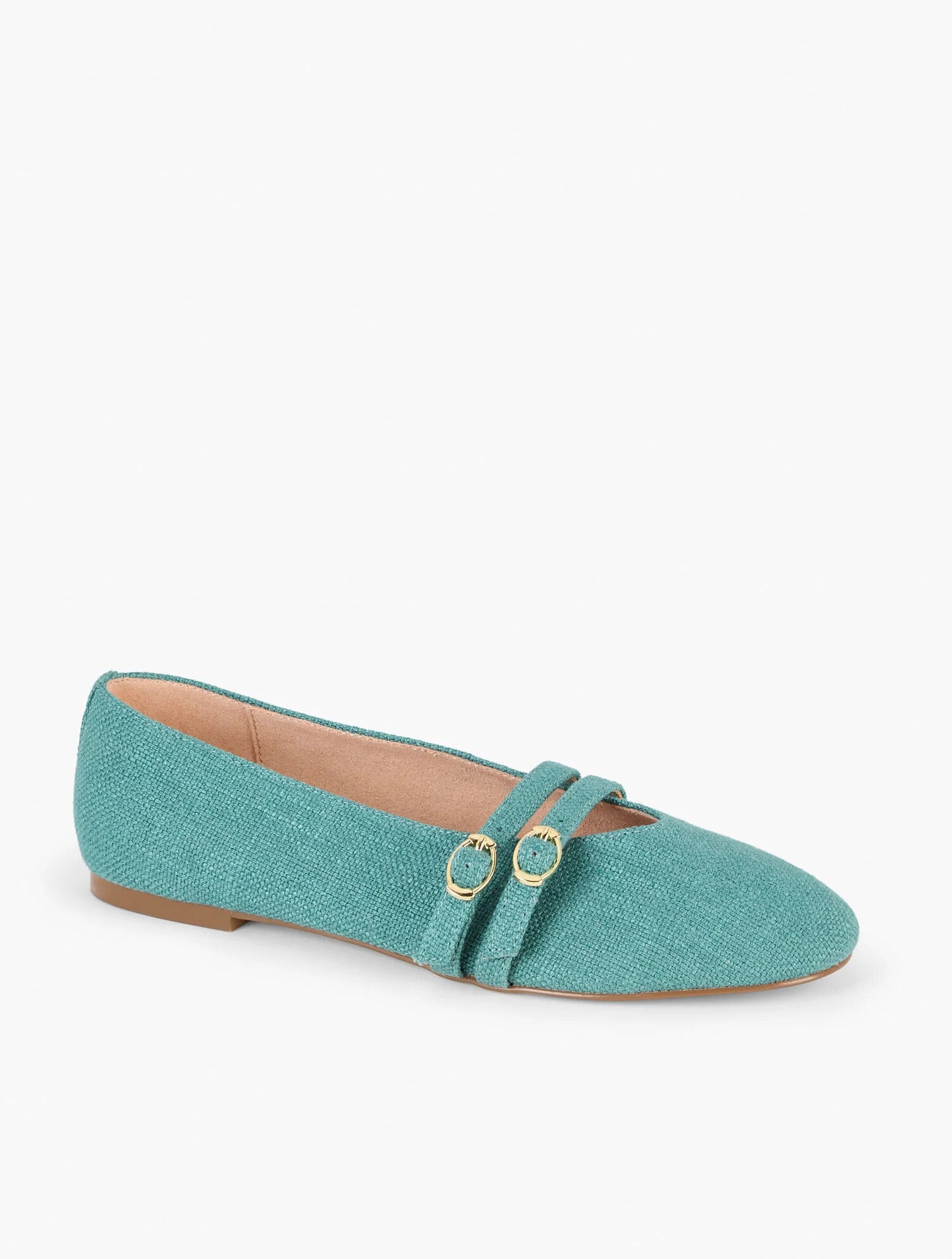 Vera Washed Linen Mary Jane Ballet Flats
