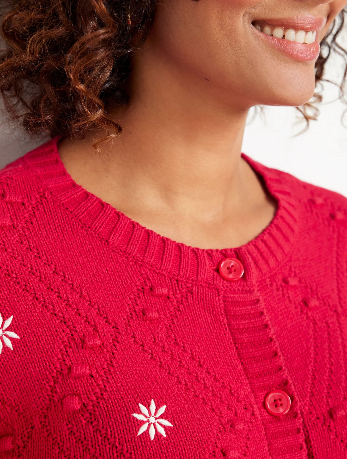 Embroidered Bobble Cardigan