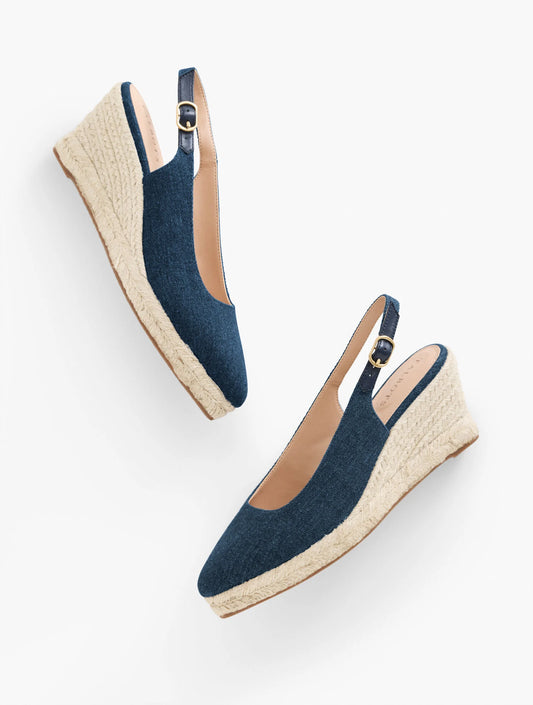 Vivi Denim Slingback Espadrille Wedges