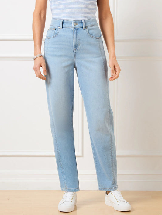 Relaxed Tapered Barrel Leg Jeans - Carlina Wash