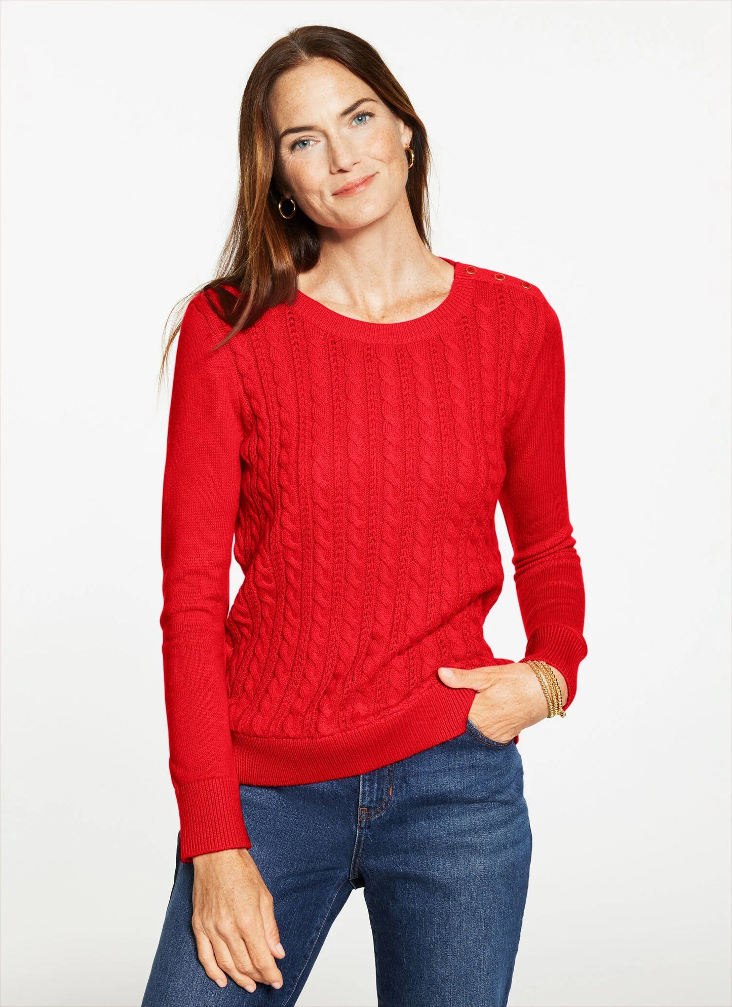 Cable Knit Crewneck Sweater