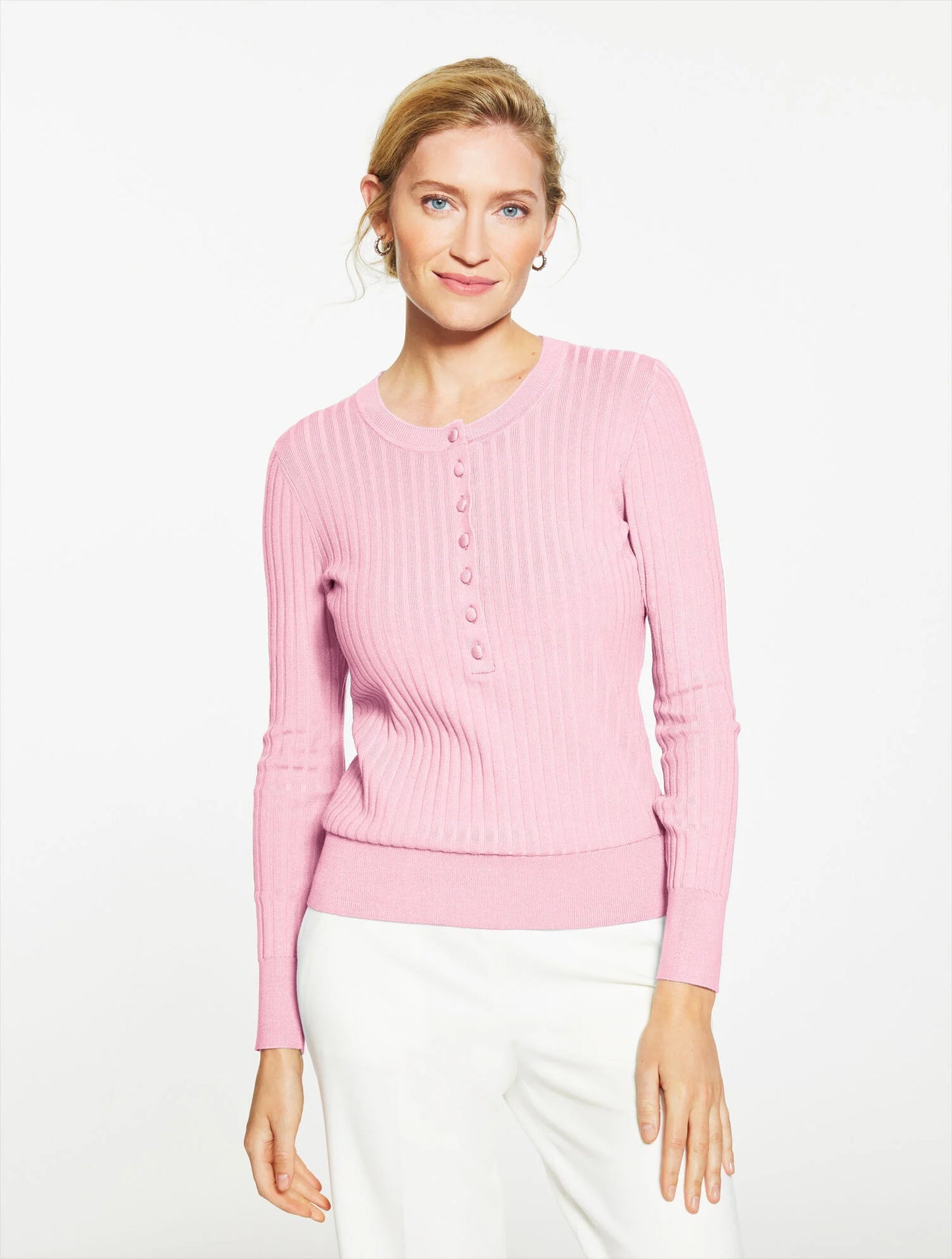 Ribbed Henley Pullover