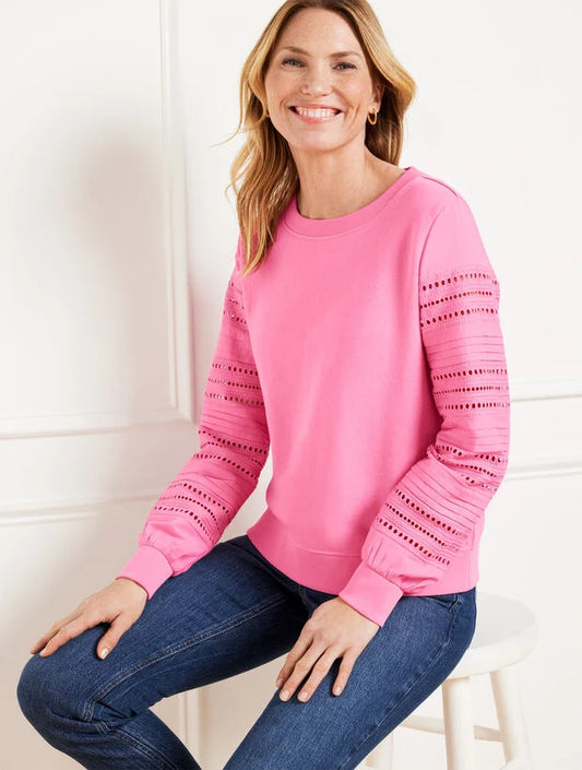 Eyelet Crewneck Sweatshirt