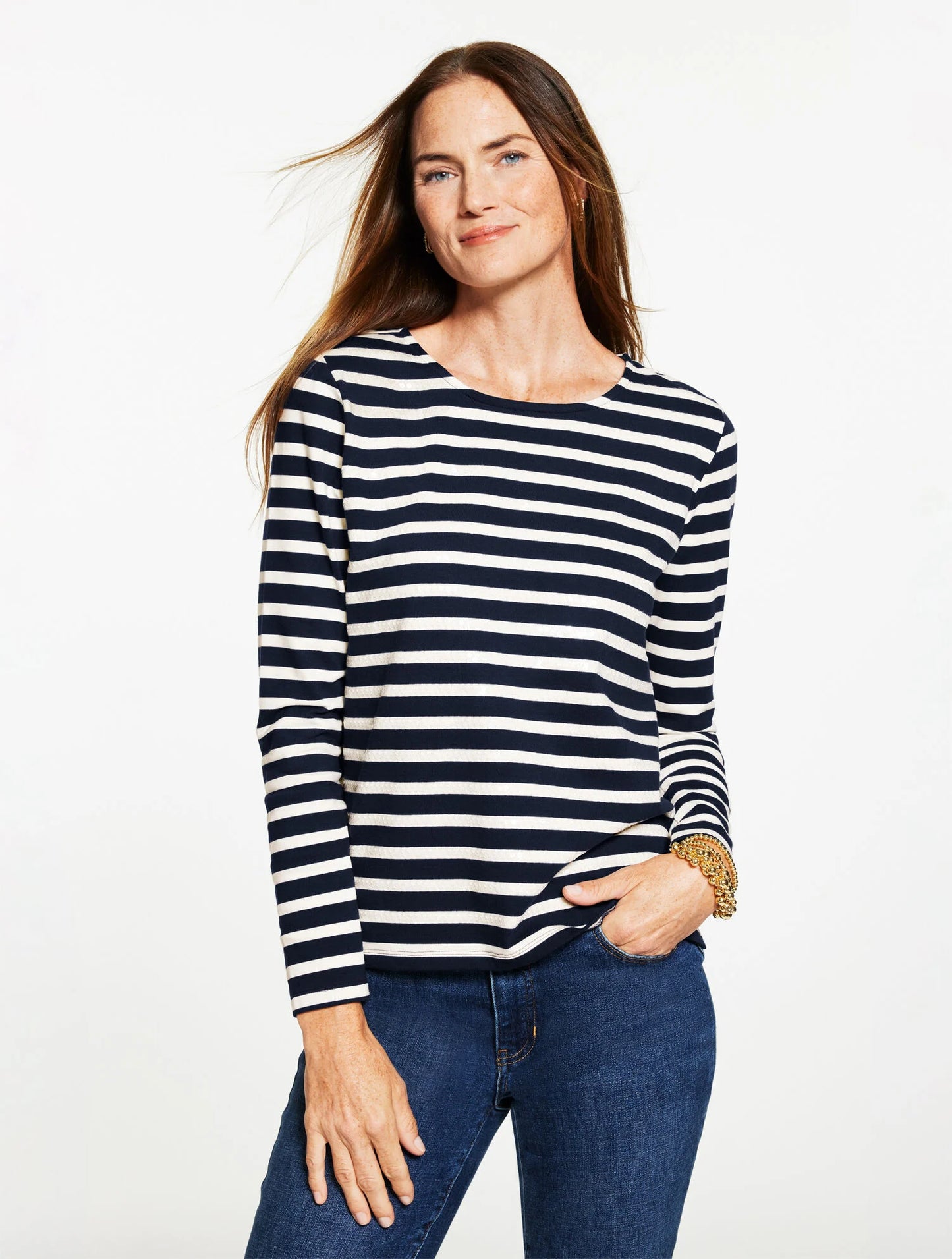 Crewneck Tee - Sequin Stripe