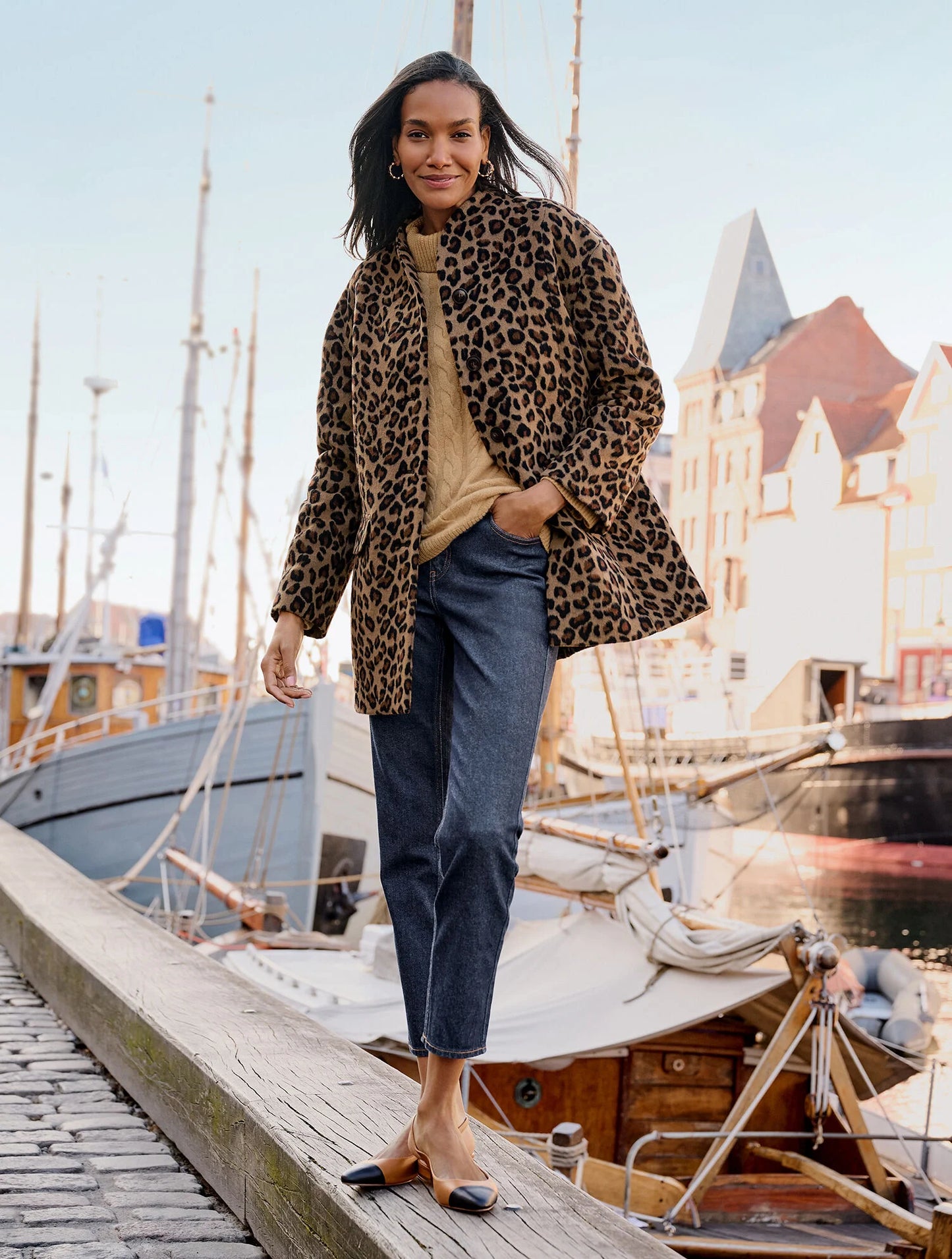 Leopard Wool Blend Coat