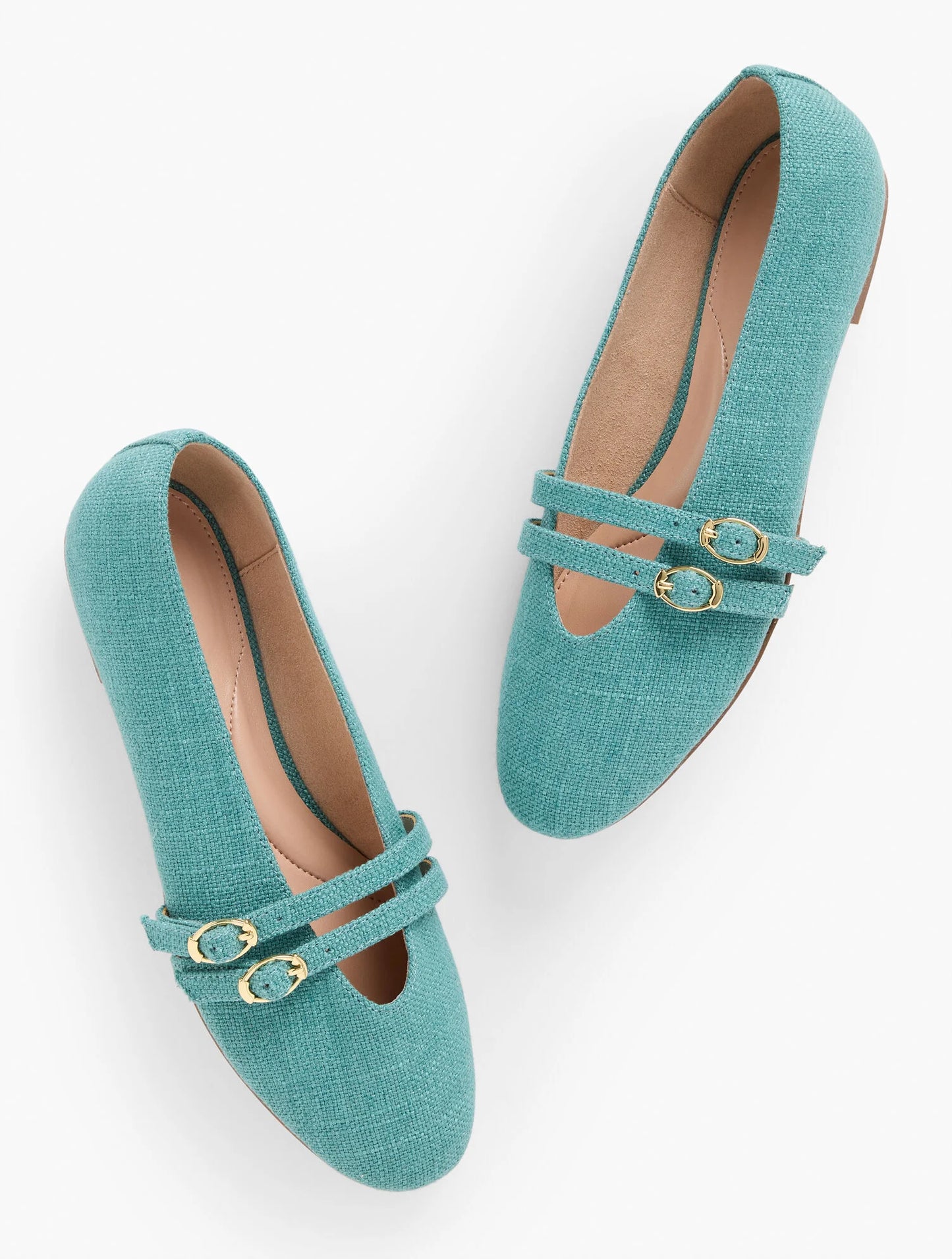 Vera Washed Linen Mary Jane Ballet Flats