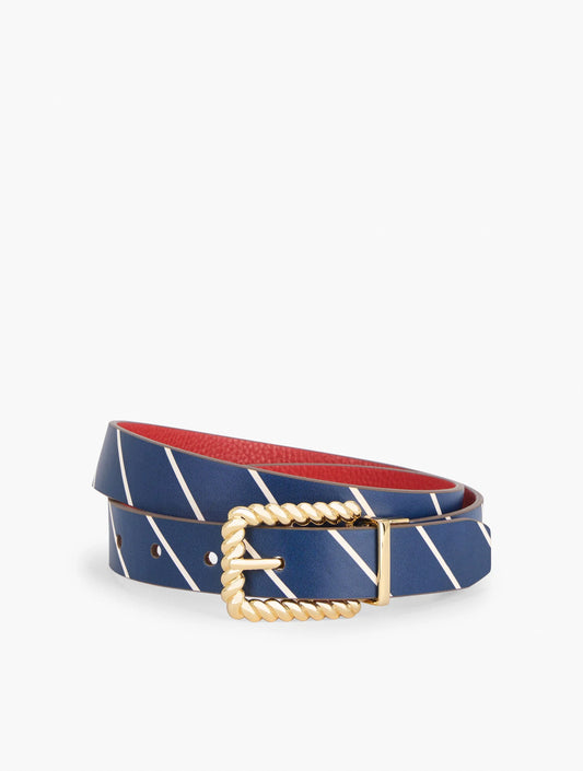 Reversible Leather Belt - Stripe