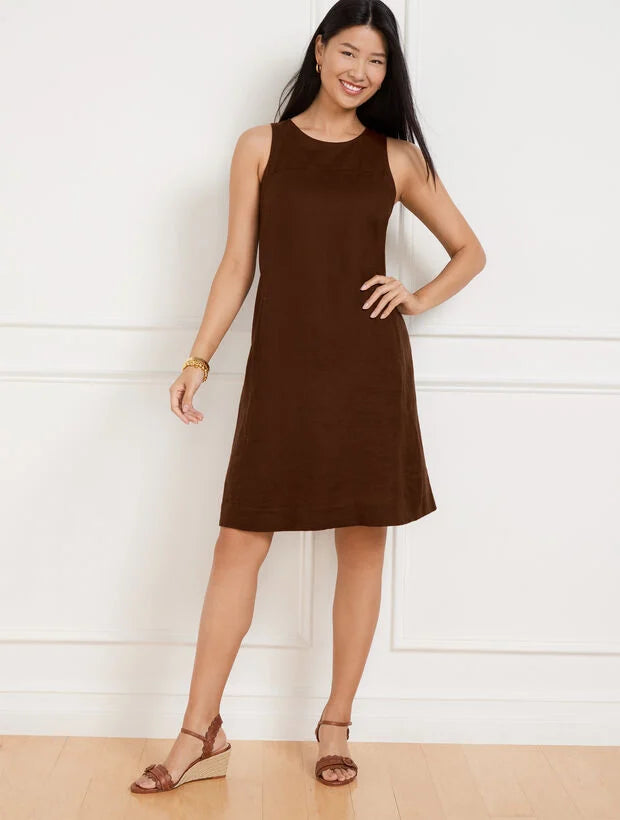 Sleeveless A-Line Linen Dress