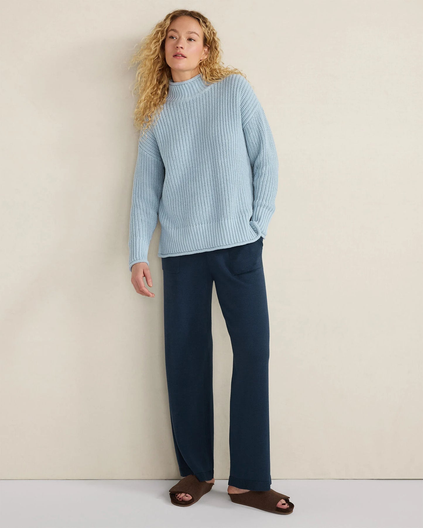 Organic Cotton Knit Wide Leg Pants